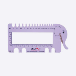Линейка "Слон" для измерения размера спиц и плотности вязания с резаком для нити, KnitPro (10995, Сиреневый)